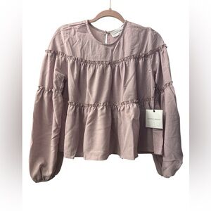 Painted Threads Women's Purple Ruffle Blouse